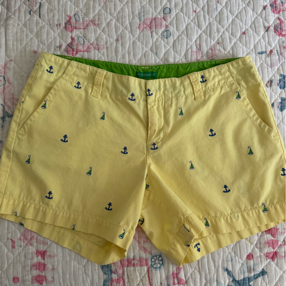 Lilly Pulitzer Yellow Anchor & Buoy Embroidered Cotton Shorts